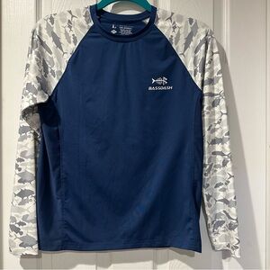 Navy and Gray Camo Long Sleeve Kids Tee